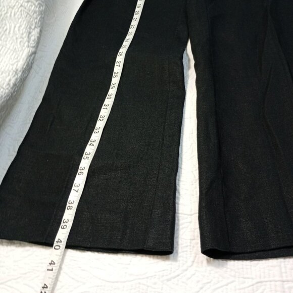 Ann Taylor LOFT 100% Linen Pants Petites Black Julie Wide-leg Size 10P Womens - Picture 10 of 11